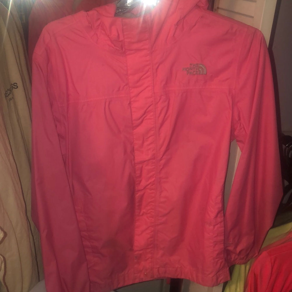 Pink north face windbreaker jacket